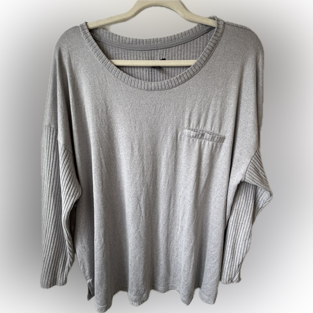 Midnight XXL Gray Ribbed Knit Tunic Sweater Soft Stretch